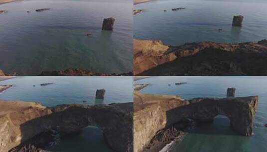 空中Dyrholaey海拱门冰岛高清在线视频素材下载