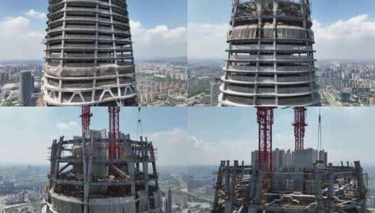 宁波在建最高楼航拍高清在线视频素材下载