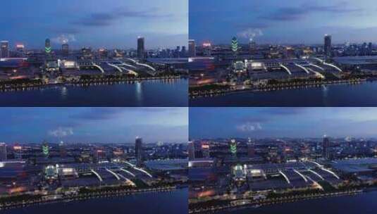 广州夜景航拍-琶洲会展中心02高清在线视频素材下载