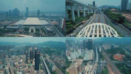 深圳北周边多镜头轨道运输房产高清在线视频素材下载