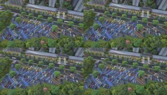 住宅小区露天停车场动画素材高清在线视频素材下载
