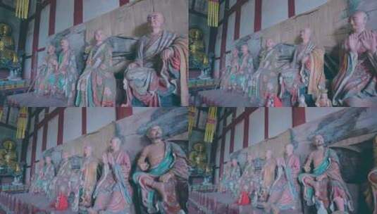 寺庙雕像罗汉高清在线视频素材下载