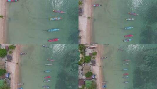 海滩边停靠的船只高清在线视频素材下载