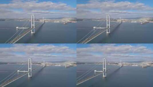 空中奥斯曼加齐桥土耳其高清在线视频素材下载