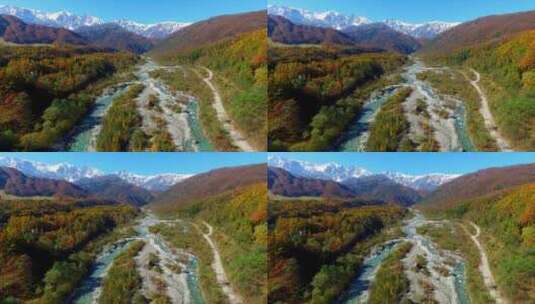 航拍山川河流山脉风景高清在线视频素材下载
