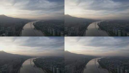 福建福州城市清晨航拍高清在线视频素材下载