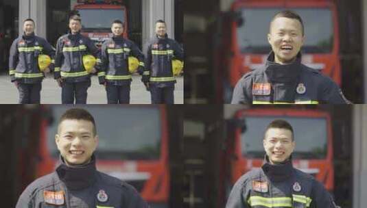 消防队员笑脸高清在线视频素材下载