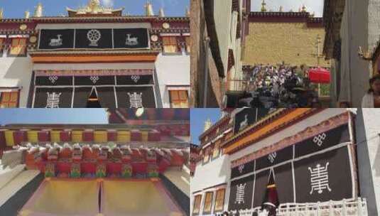 松赞林寺寺庙藏传佛教建筑乌鸦景点高清在线视频素材下载