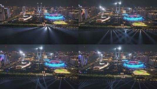 杭州奥体最新射灯夜景素材高清在线视频素材下载