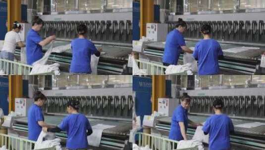 洗涤厂工人工作高清在线视频素材下载