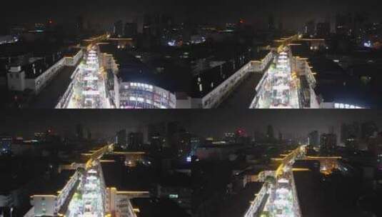 河南新乡城市夜景交通航拍高清在线视频素材下载