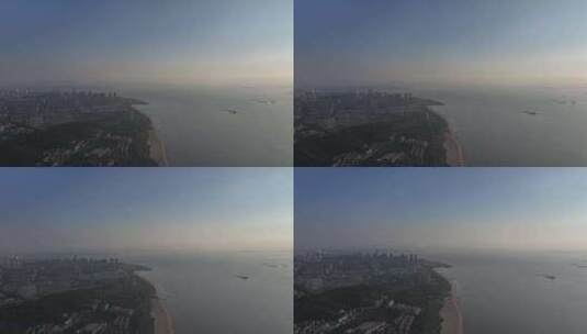 厦门东海岸清晨日出航拍高清在线视频素材下载