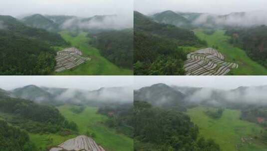 群山环绕 云雾 航拍 6高清在线视频素材下载