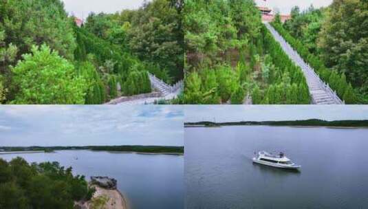 安徽合肥岱山湖风光航拍高清在线视频素材下载