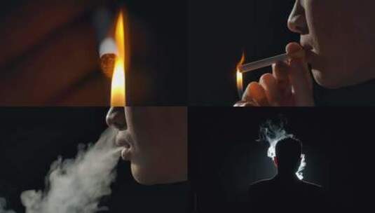 男人吸烟抽烟烟雾缭绕戒烟烦躁思考高清在线视频素材下载