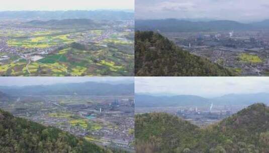 汉中勉县城市风光油菜花花海航拍高清在线视频素材下载