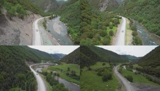自驾西藏 无人公路航拍高清在线视频素材下载