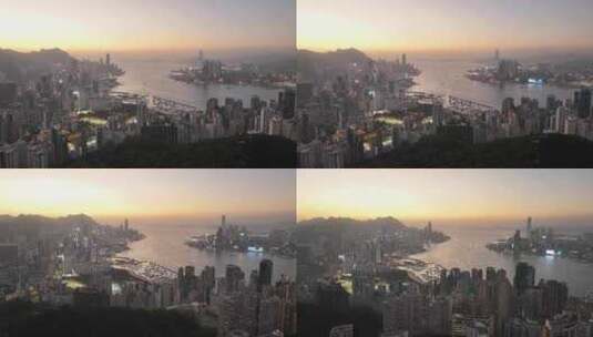 香港傍晚蓝调航拍高清在线视频素材下载