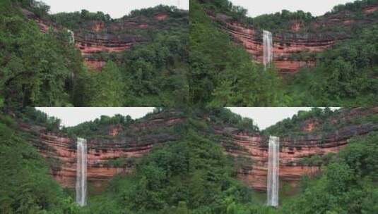 丹霞地貌的瀑布高清在线视频素材下载