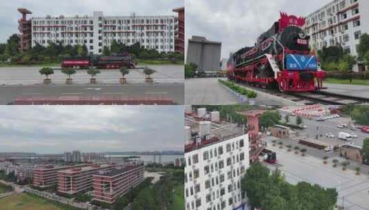 武汉铁路职业技术学院建设蒸汽机车高清在线视频素材下载