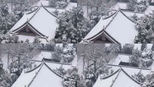 航拍洛阳白马寺雪景高清在线视频素材下载