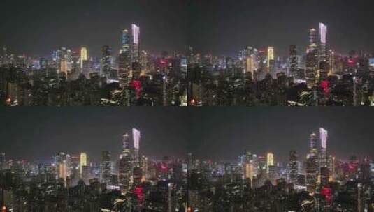 航拍广东省广州市天河区珠江新城夜景高清在线视频素材下载
