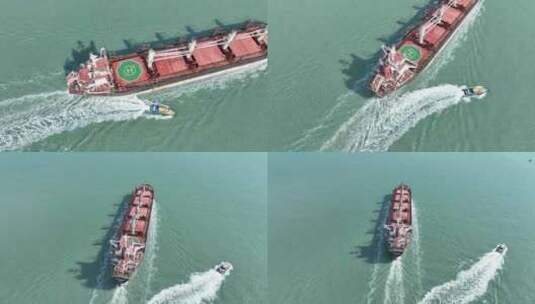 远航货轮航行航拍轮船行驶航运远洋运输海运高清在线视频素材下载