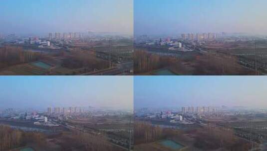安徽滁州定远县城冬日早晨远景航拍高清在线视频素材下载