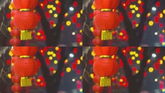 北京模式口街道春节灯饰夜景高清在线视频素材下载