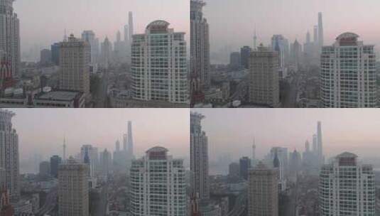 上海城市风光航拍  陆家嘴清晨高清在线视频素材下载