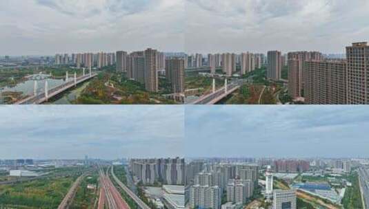 航拍郑州交通高清在线视频素材下载