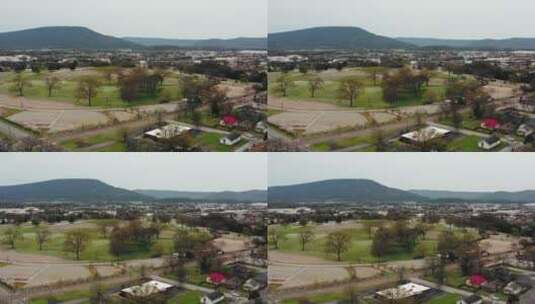 无人机拍摄的纪念公园高清在线视频素材下载