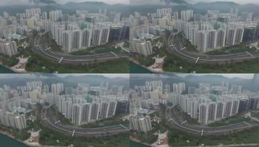 航拍香港高层建筑景观高清在线视频素材下载