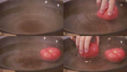烫西红柿去皮熬番茄酱高清在线视频素材下载