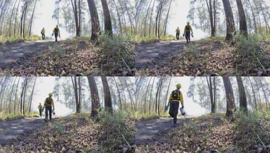 一名消防队员用滴水炬点燃规定的火高清在线视频素材下载