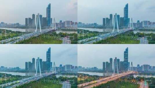武汉月湖桥日转夜延时高清在线视频素材下载