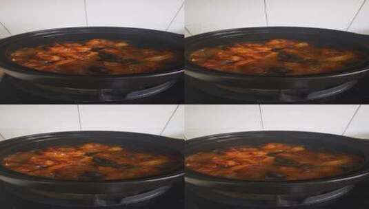 实拍美食砂锅红烧肉高清在线视频素材下载