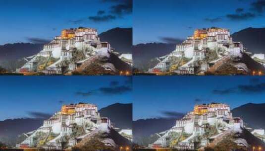 西藏拉萨布达拉宫夜色延时摄影视频高清在线视频素材下载