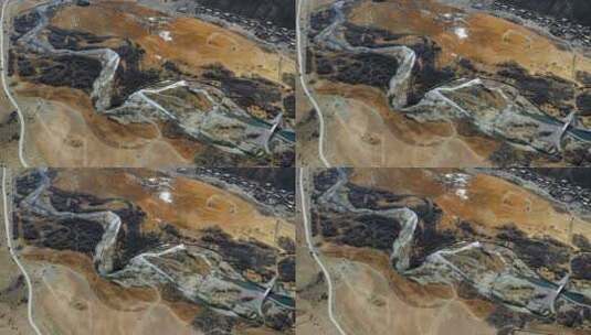 荒原河流视频金秋季节青藏高原蜿蜒曲折河流高清在线视频素材下载