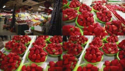 【镜头合集】水果市场卖草莓猕猴桃芒果高清在线视频素材下载