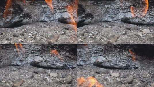 岩石上熊熊燃烧的火焰高清在线视频素材下载
