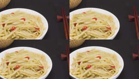 炒土豆丝菜品美食4k平移镜头高清在线视频素材下载