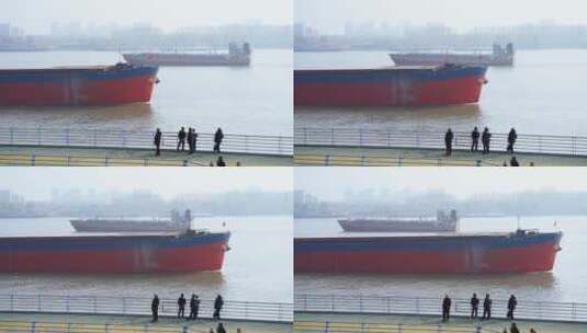 长江风光长江上的巨型货轮高清在线视频素材下载