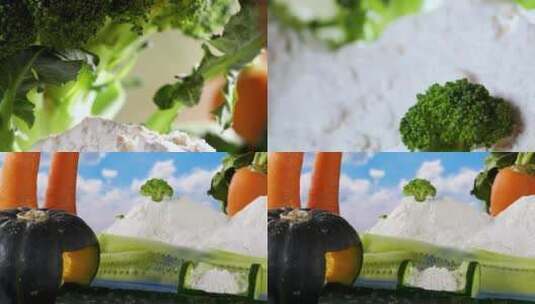 蔬菜水果西兰花胡萝卜南瓜创意微距高清在线视频素材下载