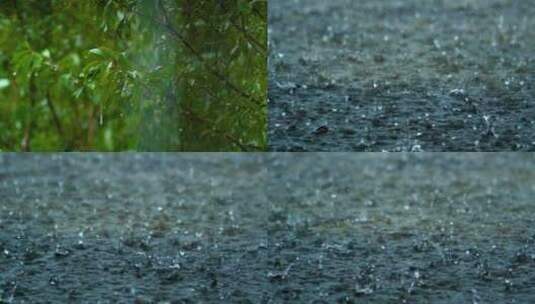 实拍大雨雨滴升格素材高清在线视频素材下载
