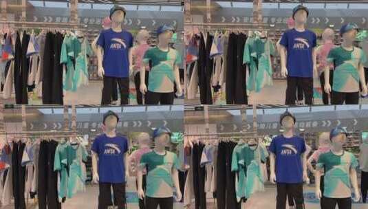 儿童节济南商场内部，安踏品牌儿童服饰高清在线视频素材下载