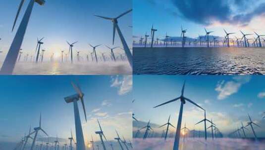 4K 绿色能源-海上风力发电机组高清在线视频素材下载