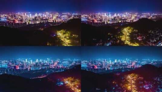 重庆南山鸟瞰夜景延时高清在线视频素材下载