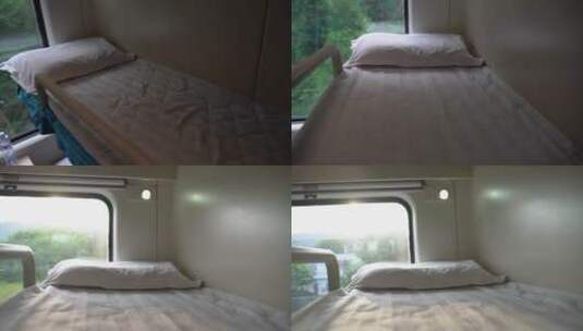 多角度描写火车上的卧铺高清在线视频素材下载