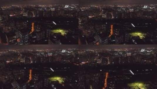 浦西徐汇区夜景航拍高清在线视频素材下载